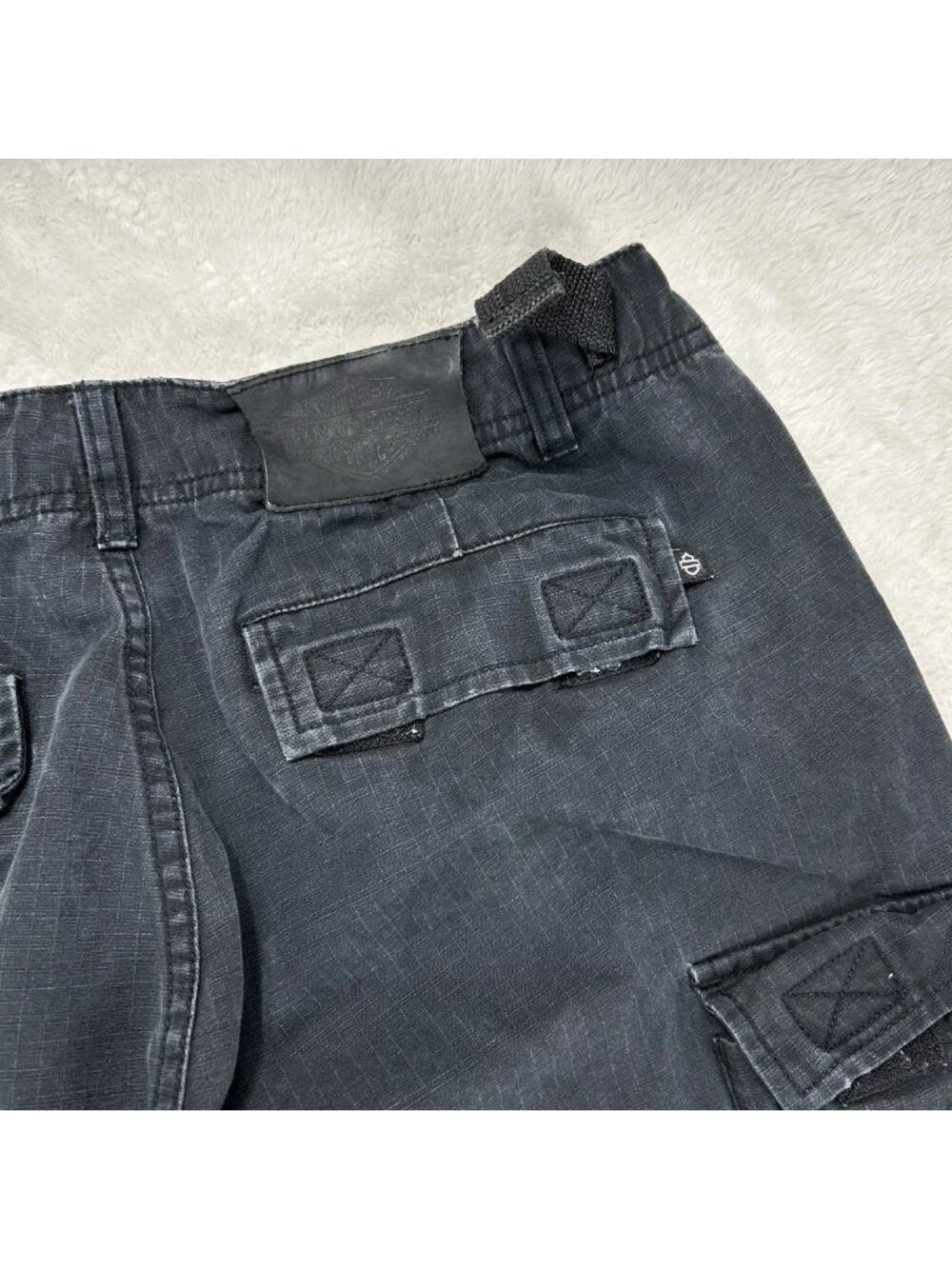 Harley-Davidson Ripstop Cargo Riding Pants Black 2004 Tactical Moto Biker 32x34 - Picture 14 of 16